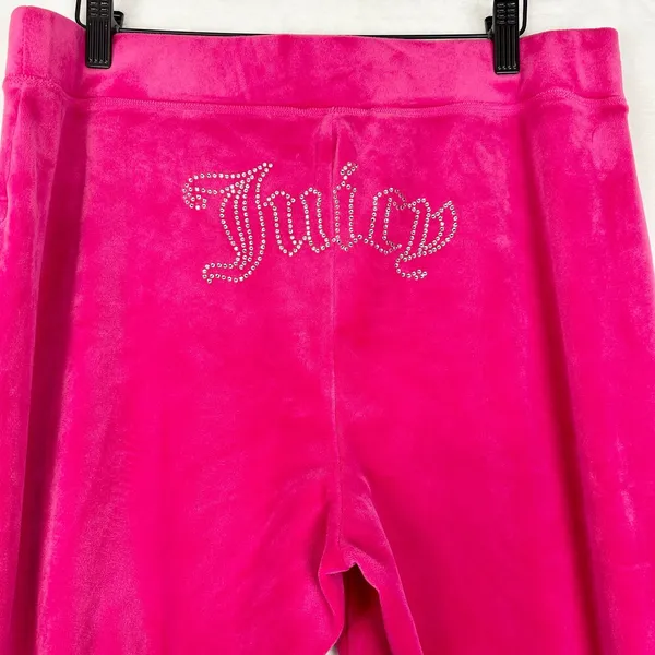 Juicy Couture Big Bling Velour Track Pants Size Large Pink Y2K - Image 3
