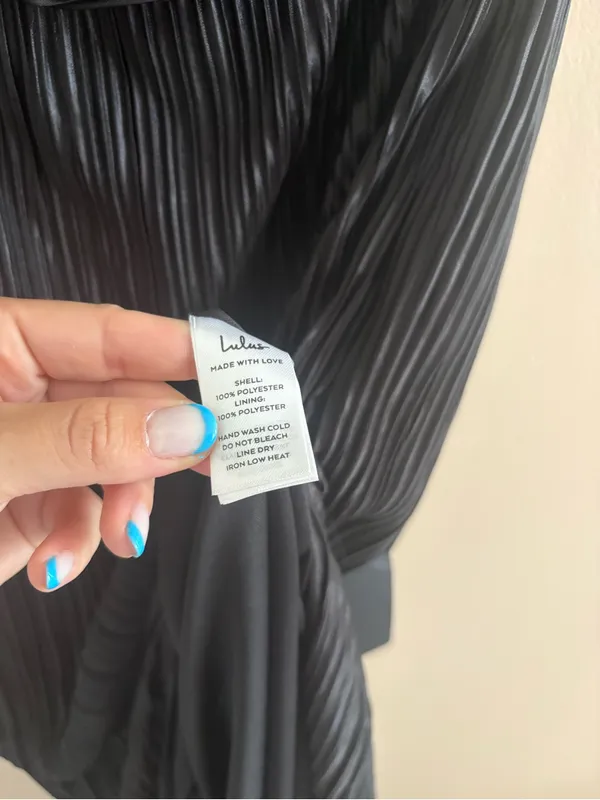 Lulus Lulus Poised Performance Black Plisse One-Shoulder Maxi Dress Size Small - Image 11
