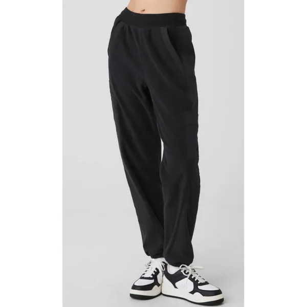 Alo Polar Fleece Wintry Mix Pant Black High-Rise Waist Fleece Fuzzy Warm Joggers - Image 7