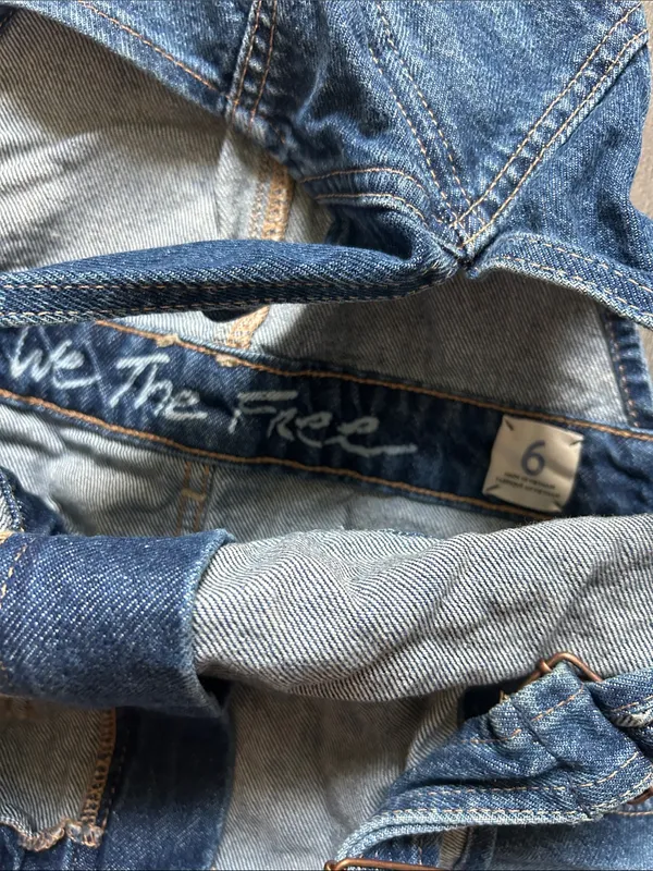 We The Free Distressed Denim Short Overalls - Blue - Image 2