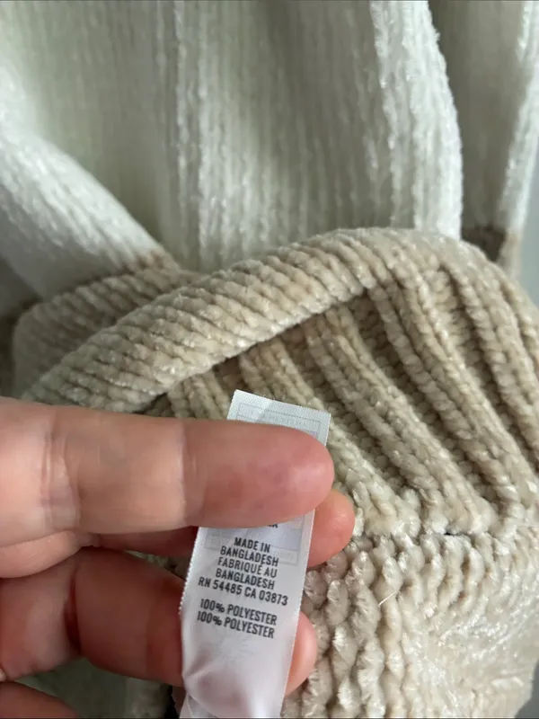 Offline by Aerie XS Chenille Sweater Beige Ivory Colorblock Oversized Cozy Knit - Image 4