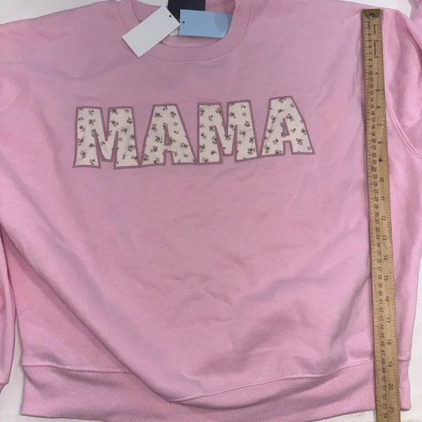 Grayson Threads Mama Pink Crewneck Oversized Sweatshirt Floral Patchwork Applique Size Small NWT - Image 12