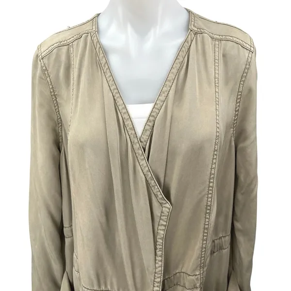Anthropologie Hei Hei Tan Beige Long Sleeve V Neck Mid Length Coat Jacket Size M - Image 5