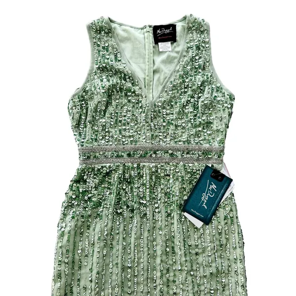 Mac Duggal Sage Green Full Bead Sequin Midi Dress Size 6 NEW #93606 Wedding Prom - Image 6