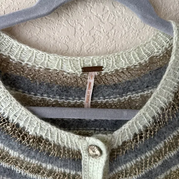 Free People Cream and Gray Cardigan - Image 2