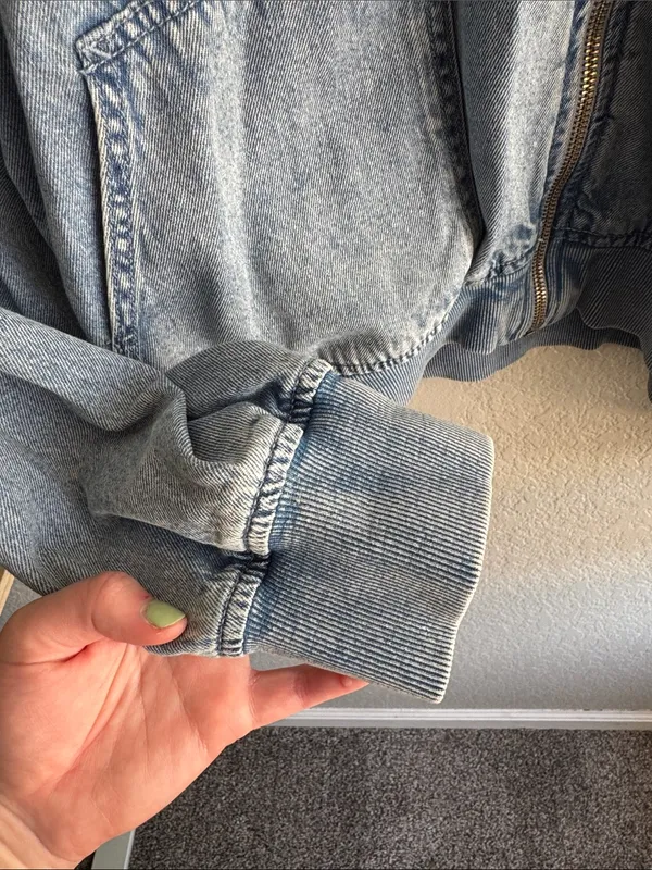 MICHAEL Michael Kors Light Blue Denim Bomber Jacket - Image 6