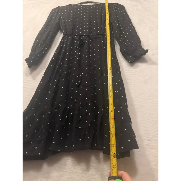 American Eagle‎ Wrap Dress Womens Medium Black Polka Dot Long Sleeve Ruffle Mini - Image 10