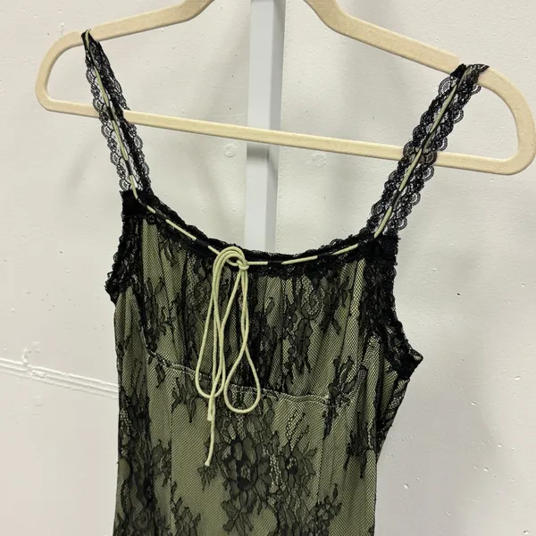 NWT Cider Women's‎ Lace Cami Midi Dress Green Black S Vintage Inspired - Image 5