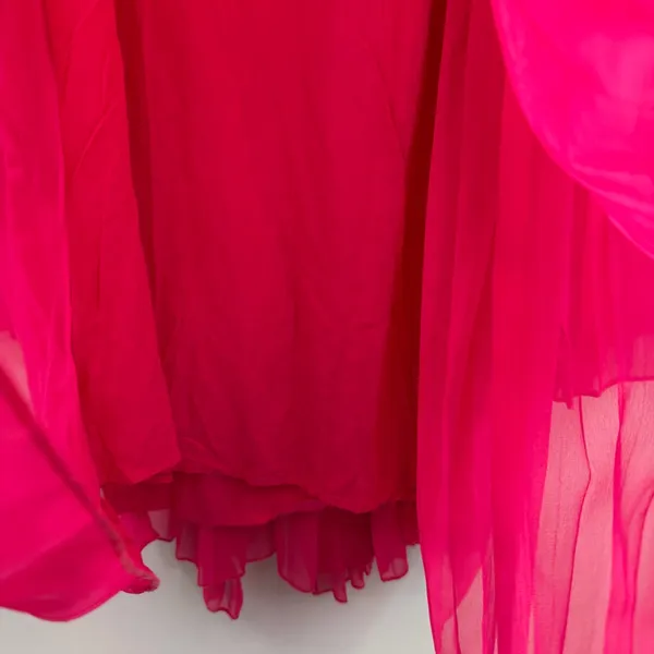 Strut & Bolt Pleated Chiffon Cape Mini Dress Hot Pink Small NWT Party - Image 3