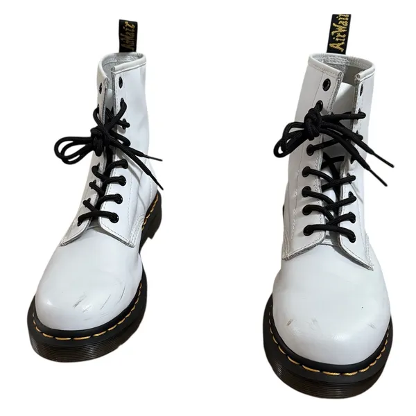 Dr Martens The Original 1460 Boots Womens Size 8 White‎ 8 Hole Shoes - Image 2