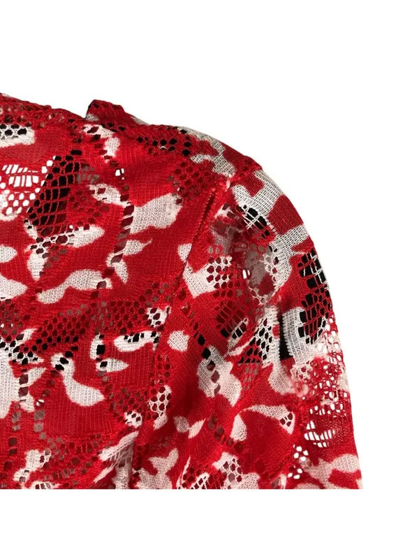Peter Pilotto For Target Red Floral Lace Long Sleeve Crop Top Size 4 - Image 4