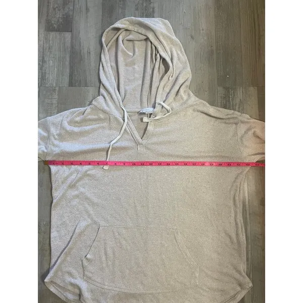 Market & Spruce Kallon Brushed Knit Hoodie Sweatshirt Beige Drop Shoulder Sz L - Image 3