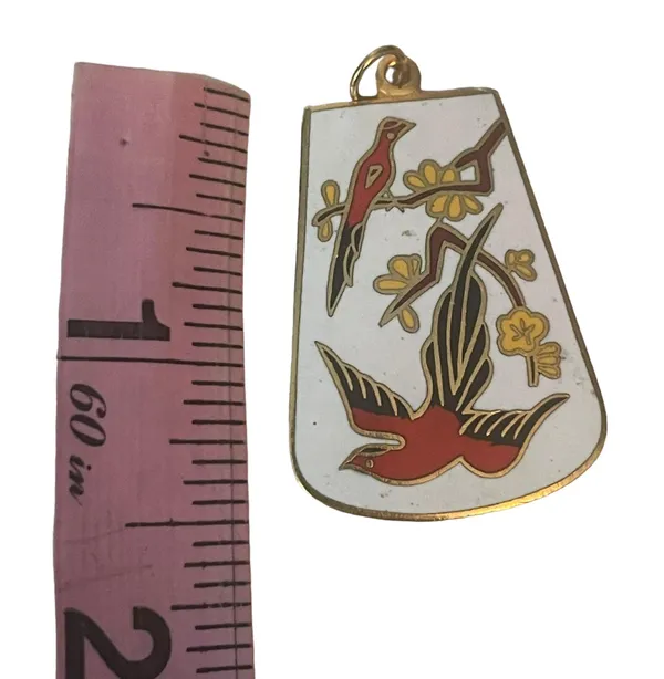 Vintage White Damascene Bird Pendant Multiple - Image 3