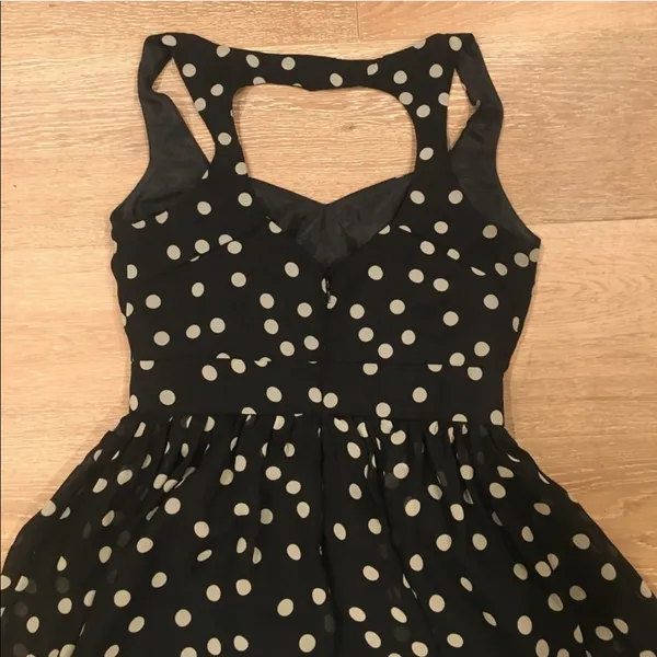 Aqua Polka Dot Mini Sweetheart Dress Black White S - Image 5