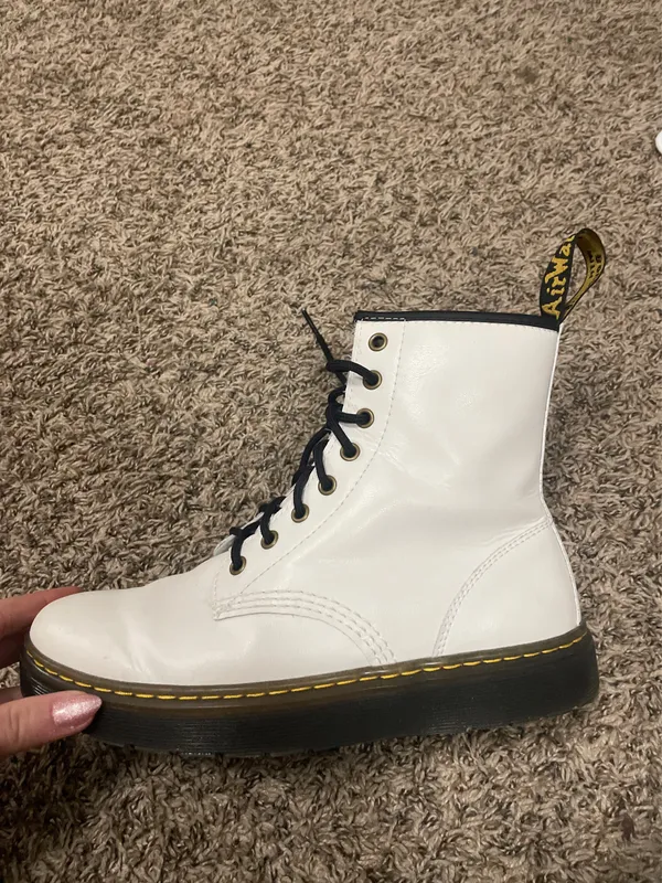 White Dr. Martens Boots Women’s Leather 1460 Smooth Lace-Up - Image 3