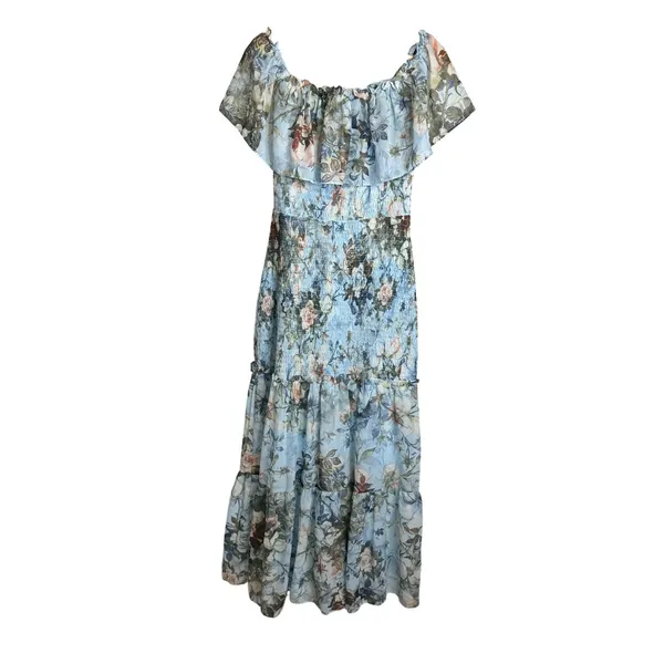 Baltic Born Amalfi Smocked Maxi Dress Blue Floral - Image 8