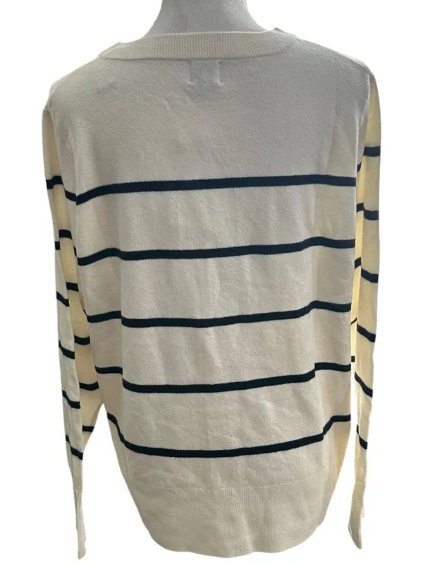 a new day Cream and Navy Striped Crewneck Sweater - Image 3