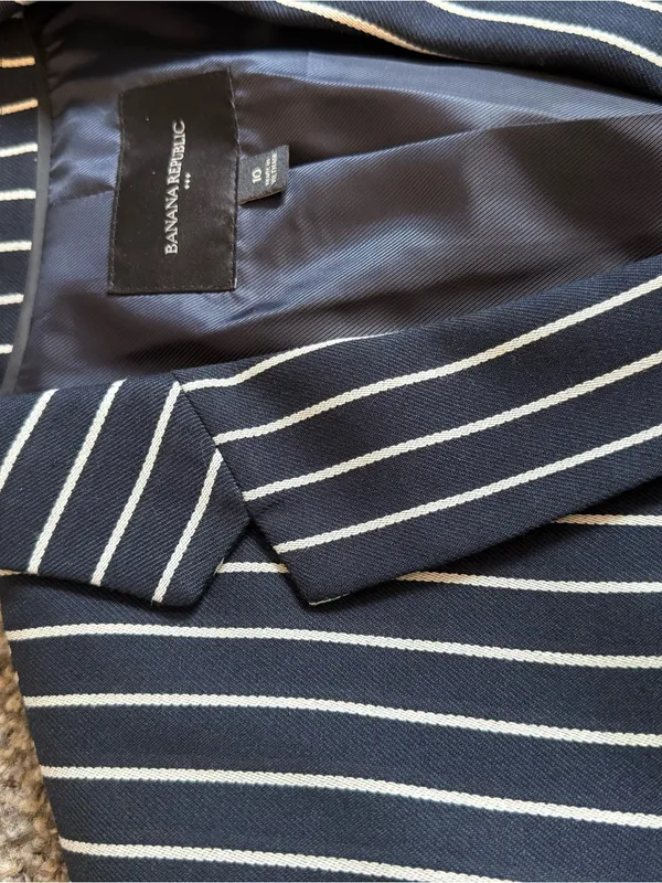 Banana Republic Black Blazer with White Pinstripes - Image 2