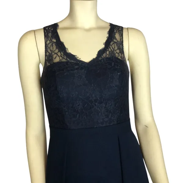 Azazie Navy Lace Chiffon Open Back Bridesmaid Formal Maxi Gown X Small - Image 10