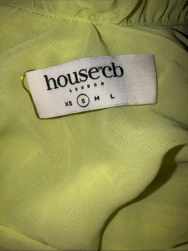 NWOT House of CB Pixie Lime Green Ruffle Maxi Dress sz S - Image 8