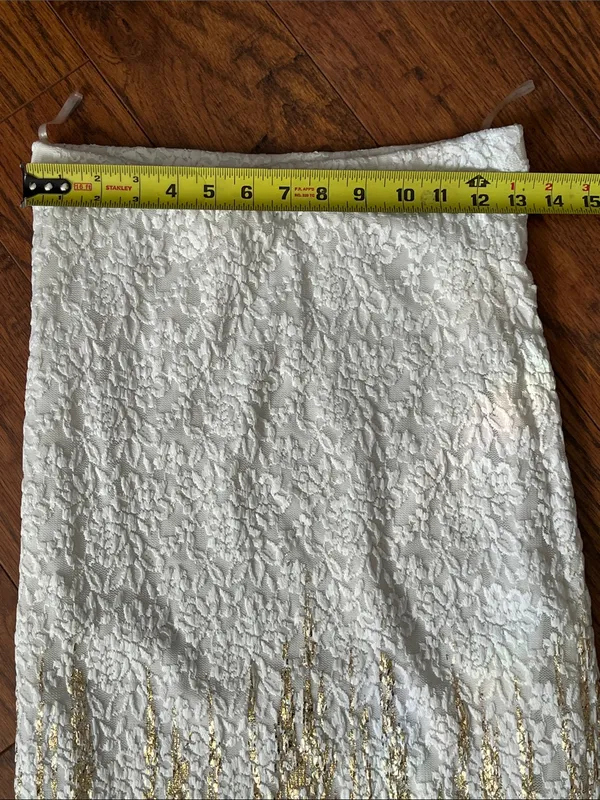 NWOT Joyce Leslie Strapless White Lace Dress/Skirt with Gold Accents - Image 11