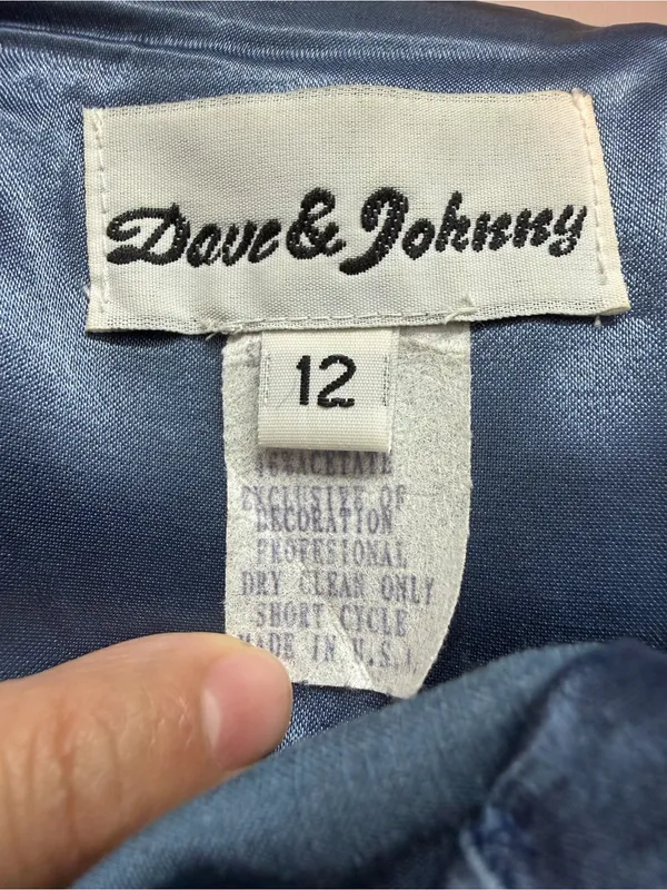Dave & Johnny Size 12 Blue Satin Beaded Halter Formal Gown Y2K Prom Dress - Image 9