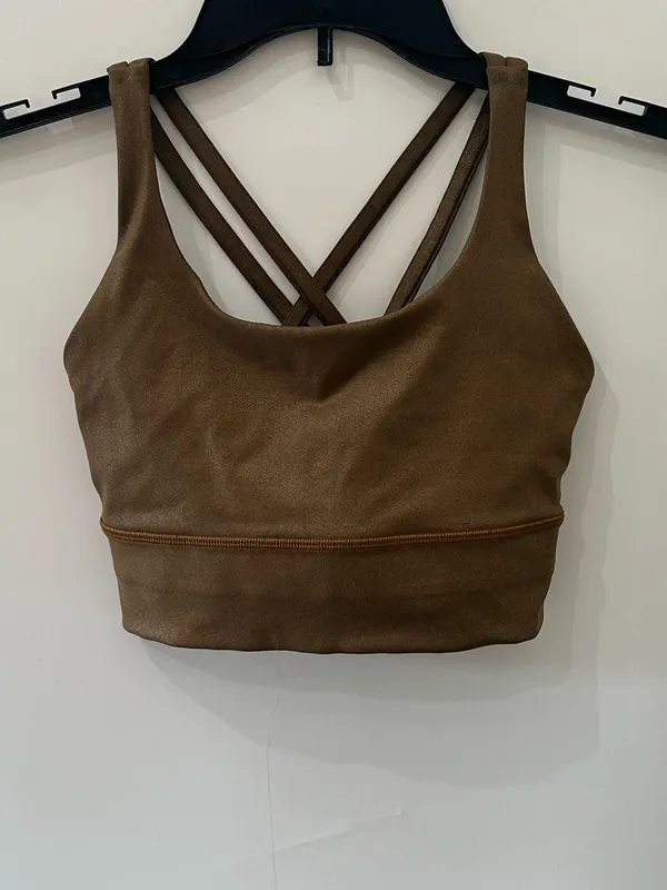 Lululemon Energy Longline Bra Metallic Copper Foil Size 4 - Image 2