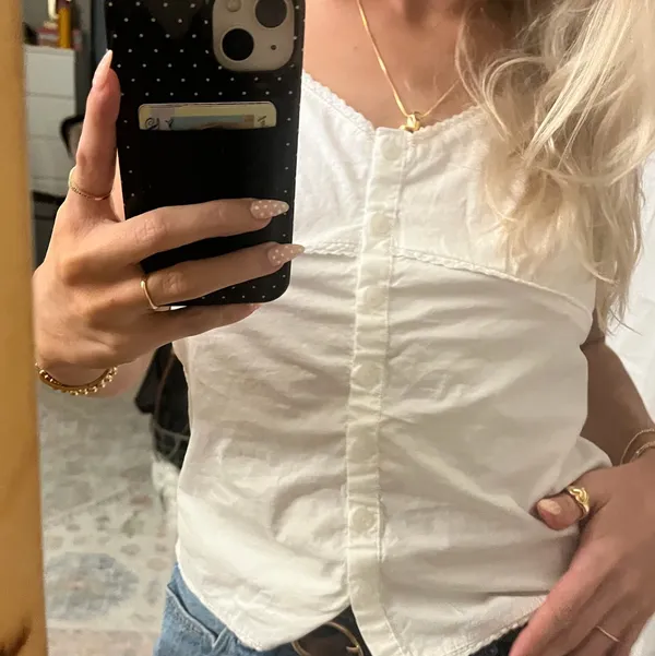 Brandy Melville Top Tank White Buttoned  - Image 4