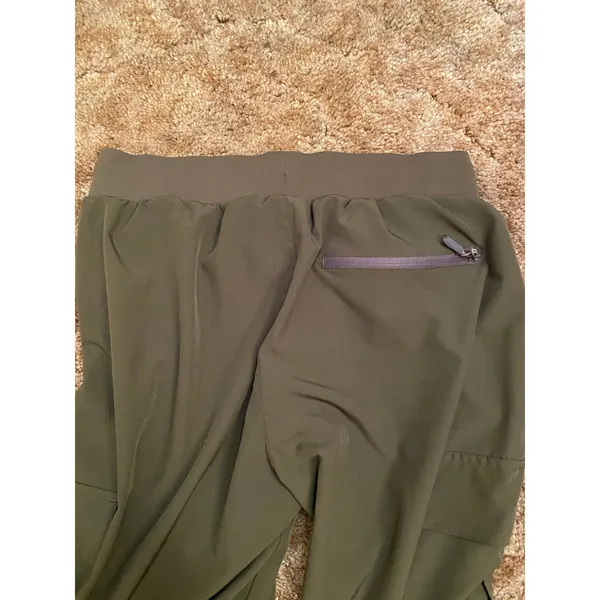 Olive Green Women's Cargo Joggers Cuffed Lightweight Athleisure - Image 3