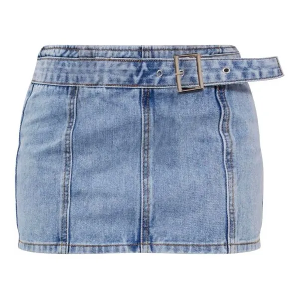 Petite Light Blue Wash Denim Buckle Detail Mini Skirt size 0 - Image 3
