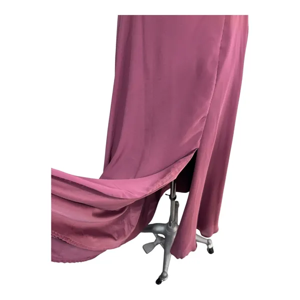 Azazie Maxi Dress A-Line Lace Cutout Women's 4 Plum Chiffon Spaghetti Strap Gown - Image 5