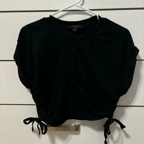 ALL SAINTS Allsaints Ruched Tie-Side Top BLACK - Image 3