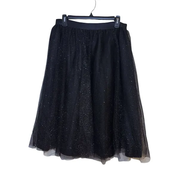 Orsay Sparkle Black Tulle A-Line Midi Skirt Size 40 (Large) - Image 2
