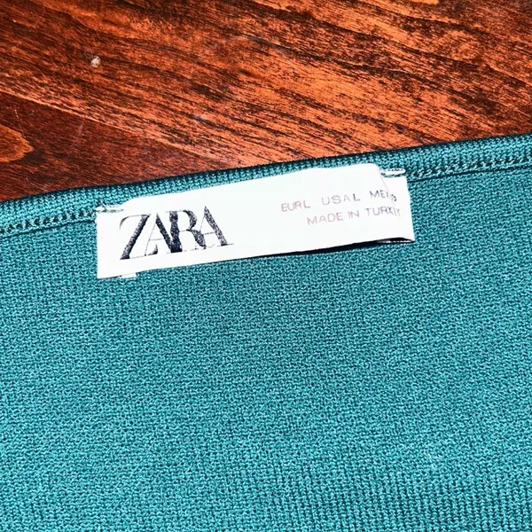 Zara Square Neck Cropped Long Sleeve Top Green - Image 2