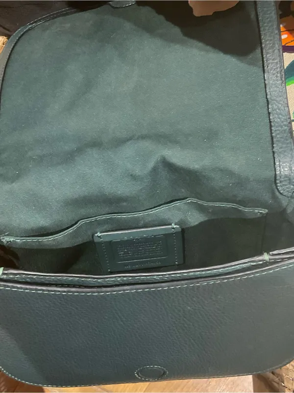 COACH Forest Green Saddle Pebbled Leather Crossbody Bag - Image 7
