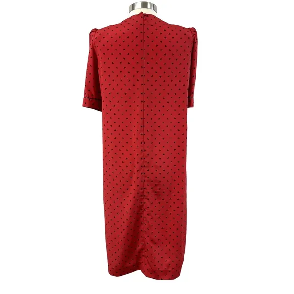 Vintage Adolfo‎ Saks Fifth Avenue Dress Maple Leaf Print Bow Secretary Mod S/M - Image 4