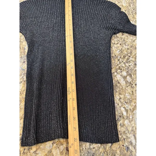 Nancy Yang black ribbed mock neck sweater Studded Size XS Black Multi - Image 6