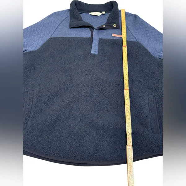 Vineyard‎ Vines Mixed Media Sherpa Shep Shirt Pullover in Blue Quilted Fleece L - Image 7