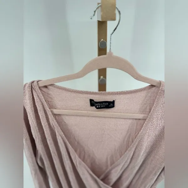 Abercrombie & Fitch A&F Cozy Wrap Front Bodysuit Long Sleeve X-Large Pink - Image 6