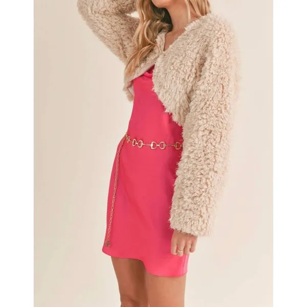 sadie & sage janae faux fur cropped jacket y2k - Image 9