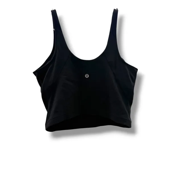 Lululemon Align Tank Top Womens 8 Black‎ Nulu Cropped V Neck Shelf Bra Yoga Gym - Image 2