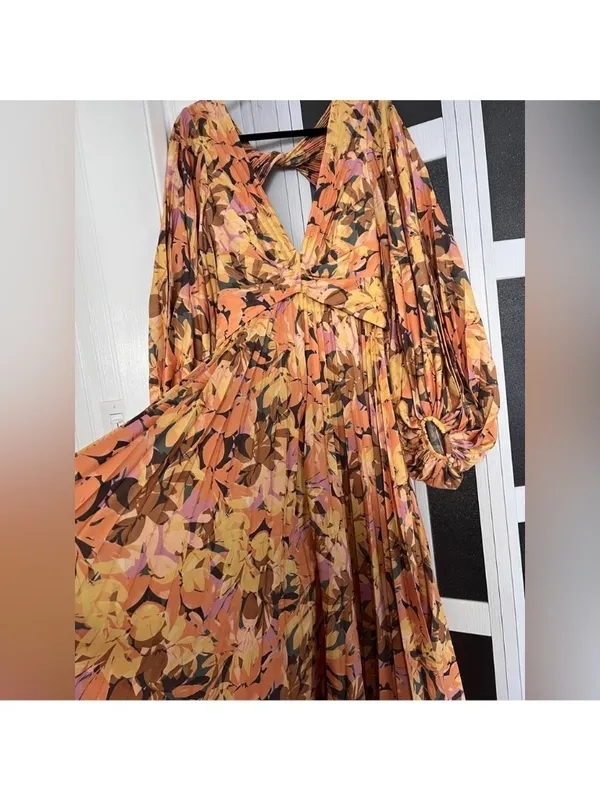 Acler Palms Dress in Kaleidoscope Floral Yellow, US6 - Image 5