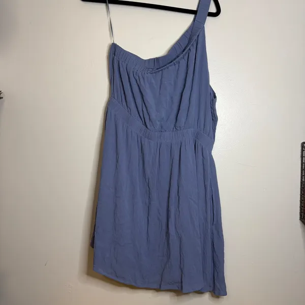 Abercrombie & Fitch Womens One‎ Shoulder Mini Dress Dusty Blue Viscose Size L - Image 3