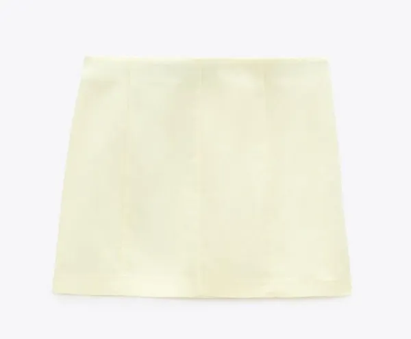 ZARA 🦙📦 linen blend mink skirt Medium Pale yellow - Image 4