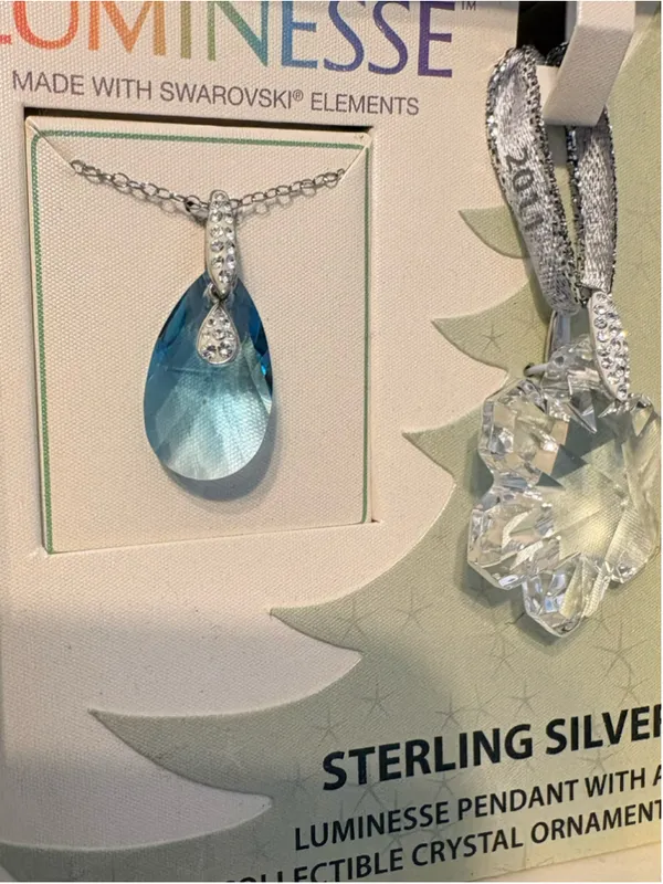 LUMINESSE Sterling Silver Necklace & Swarovski Crystal Ornament Set NIB - Image 3