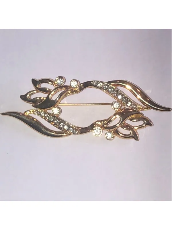 Angel Brand Elegant Gold Tone Rhinestone Brooch - Image 4
