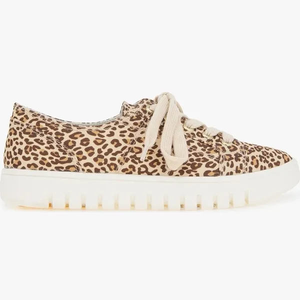 Kensie Vicky Sneaker Leopard Print Shoes 7.5 Cream Tan NIB - Image 2