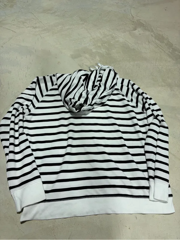 Lauren Ralph Lauren Striped Black & White funnel neck Pullover Sweatshirt large - Image 11