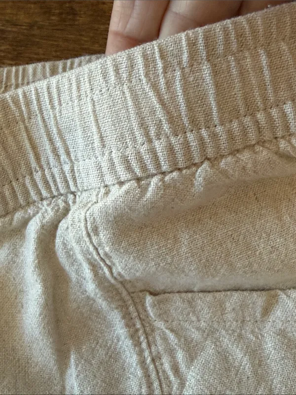 OLD NAVY High-Rise Cotton Linen Blend Casual Elastic Waist Cream Shorts M Boho - Image 4
