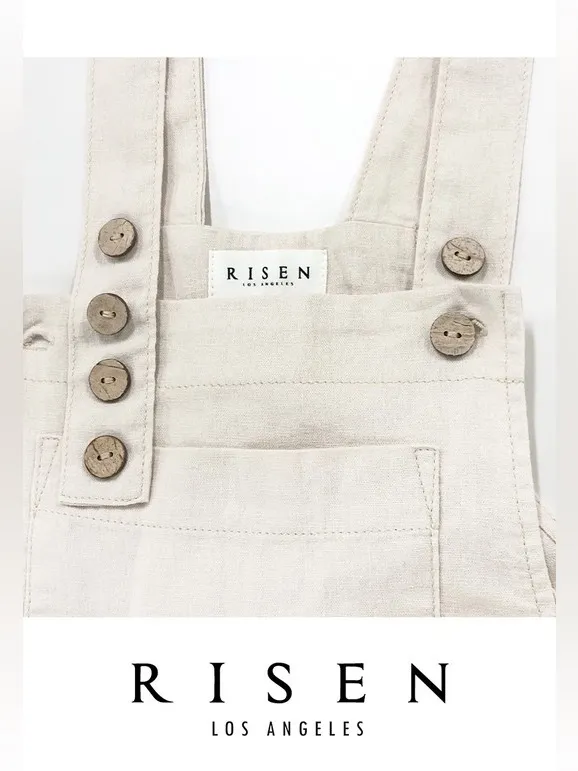 015- Risen Linen Wide Leg Adjustable Overall Jumpsuit – Size XL - Image 4